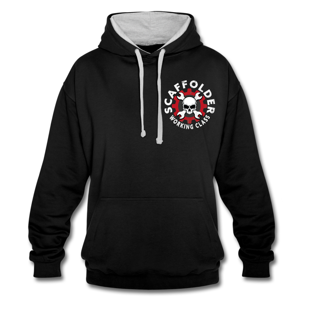 Kontrast-Hoodie - Schwarz/Grau meliert