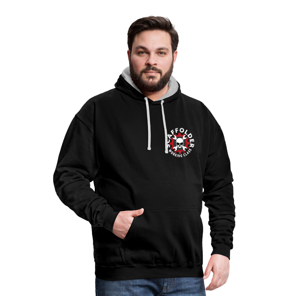 Kontrast-Hoodie - Schwarz/Grau meliert