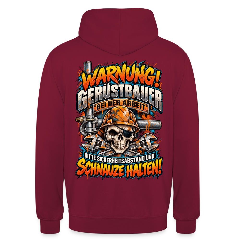 Warnung Gerüstbauer Hoodie - Bordeaux