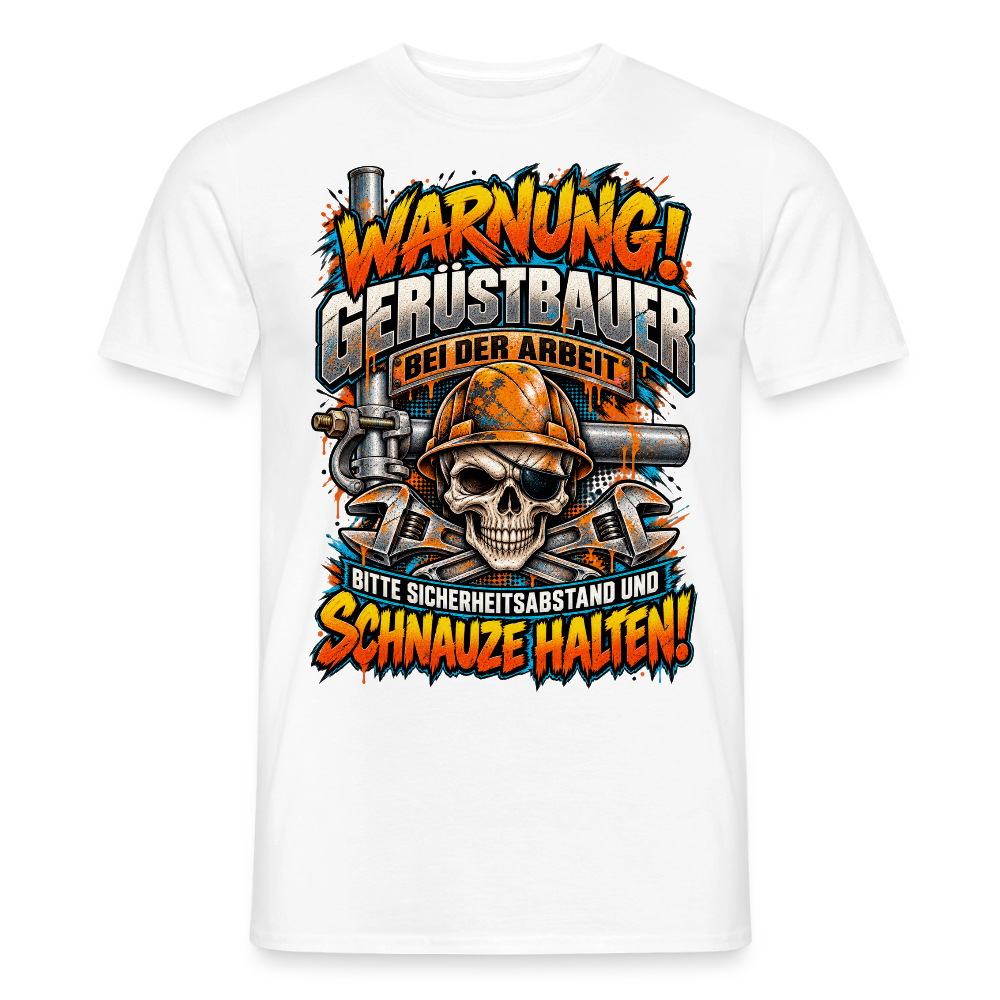 Warnung Gerüstbauer - Männer T-Shirt - Weiß
