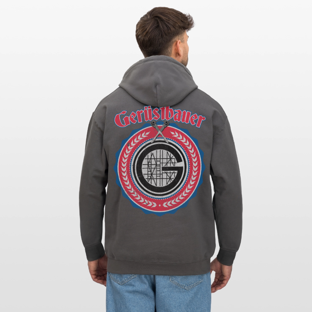Gerüstbauer Ratschen Zunftw. -  Midweight Hoodie Brust + Rücken - Dunkelgrau