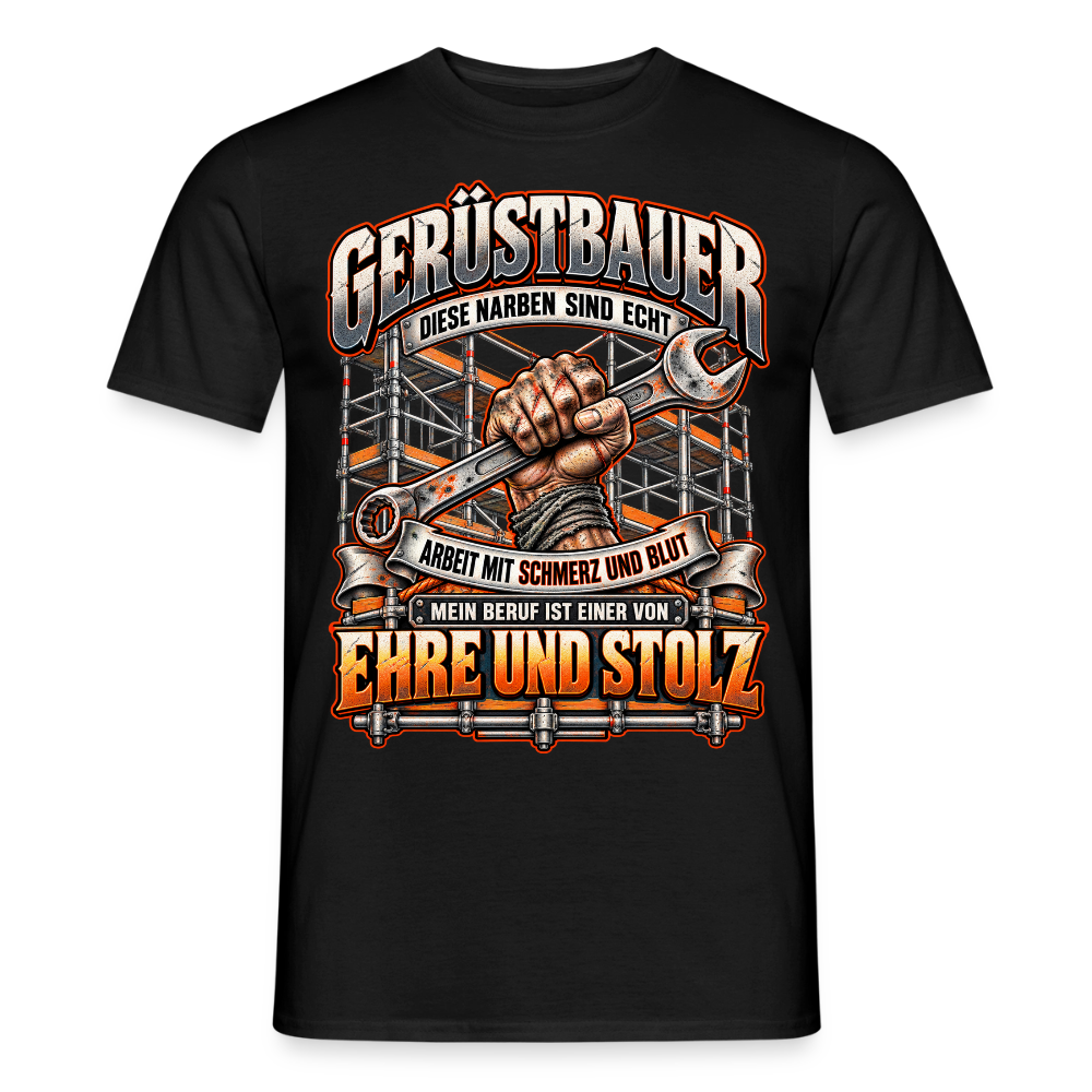 Gerüstbauer diese Narben sind echt - Männer T-Shirt - Schwarz