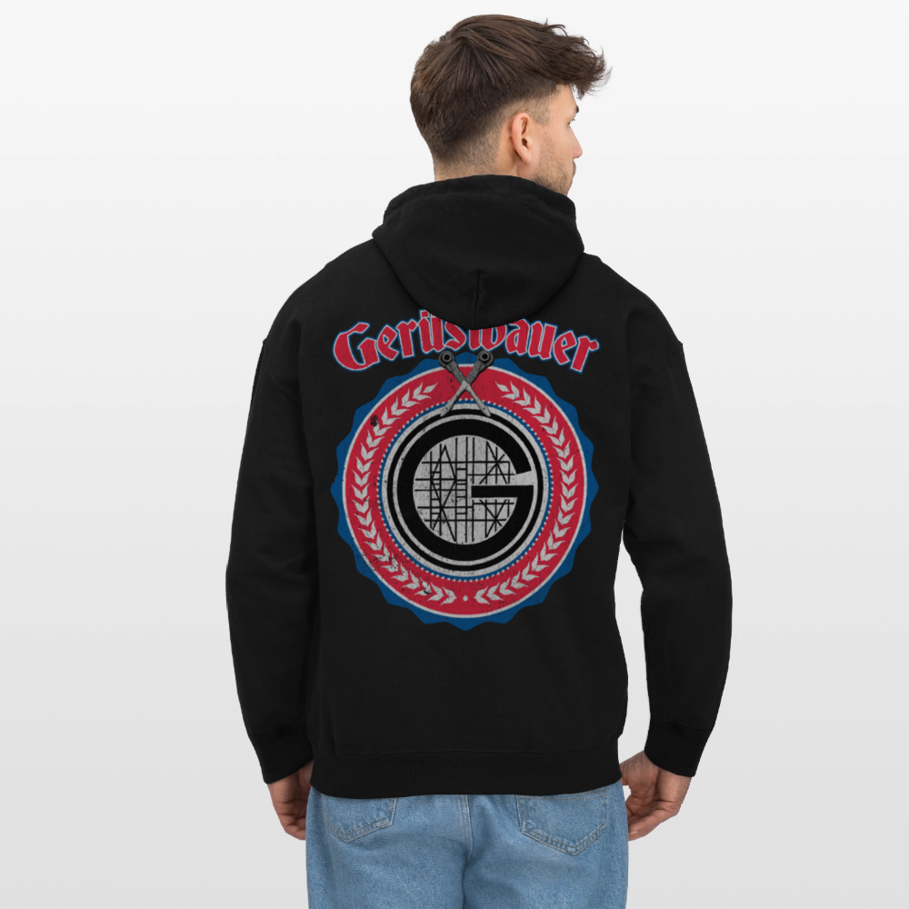 Gerüstbauer Ratschen Zunftw. -  Midweight Hoodie Brust + Rücken - Schwarz