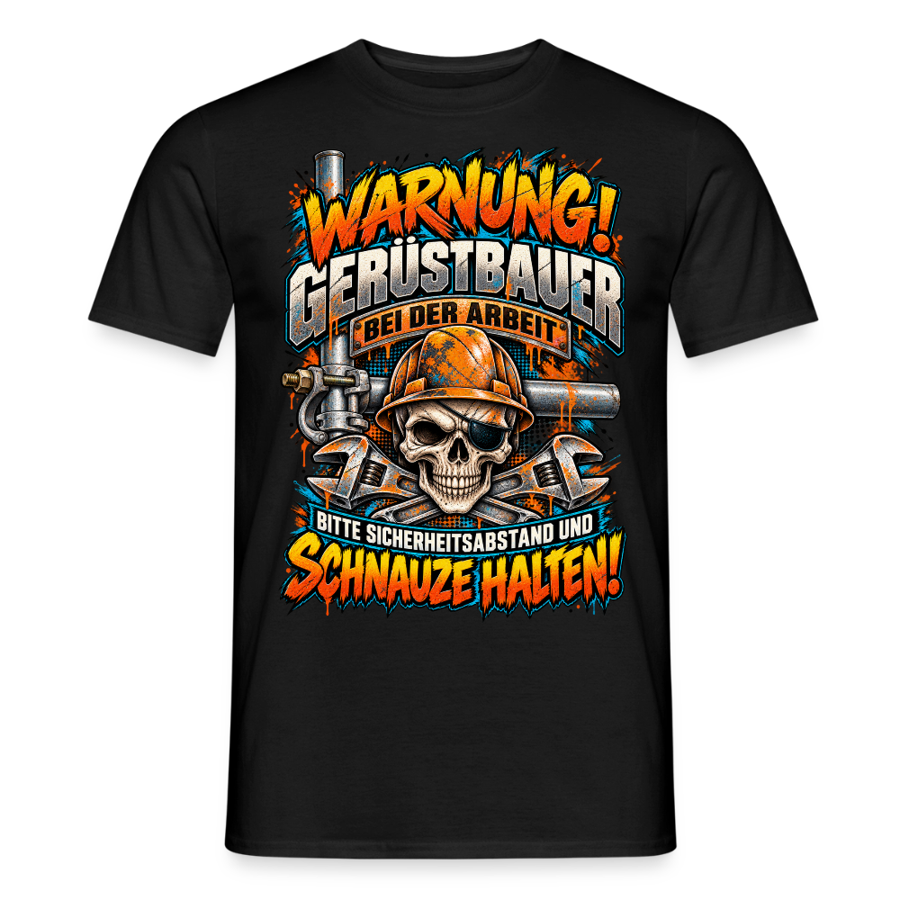 Warnung Gerüstbauer - Männer T-Shirt - Schwarz