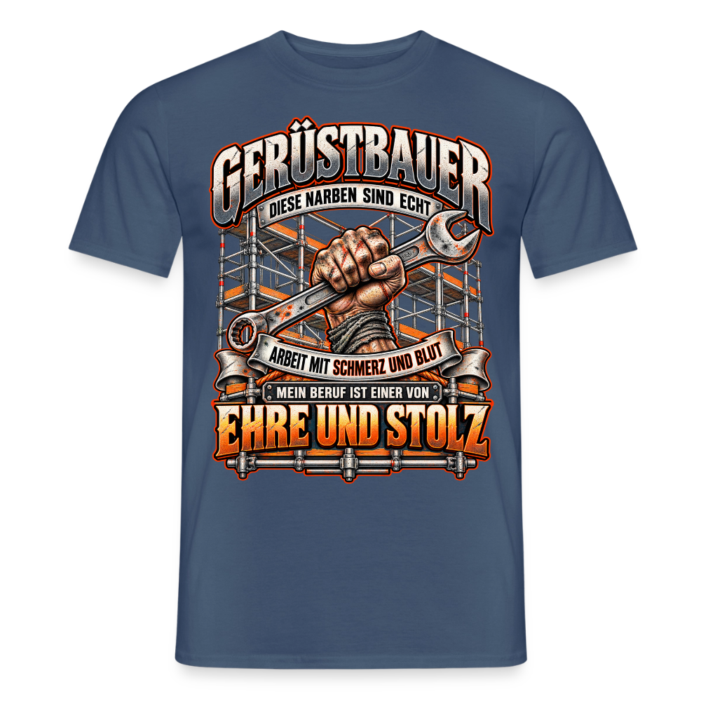 Gerüstbauer diese Narben sind echt - Männer T-Shirt - Dunkles Denimblau
