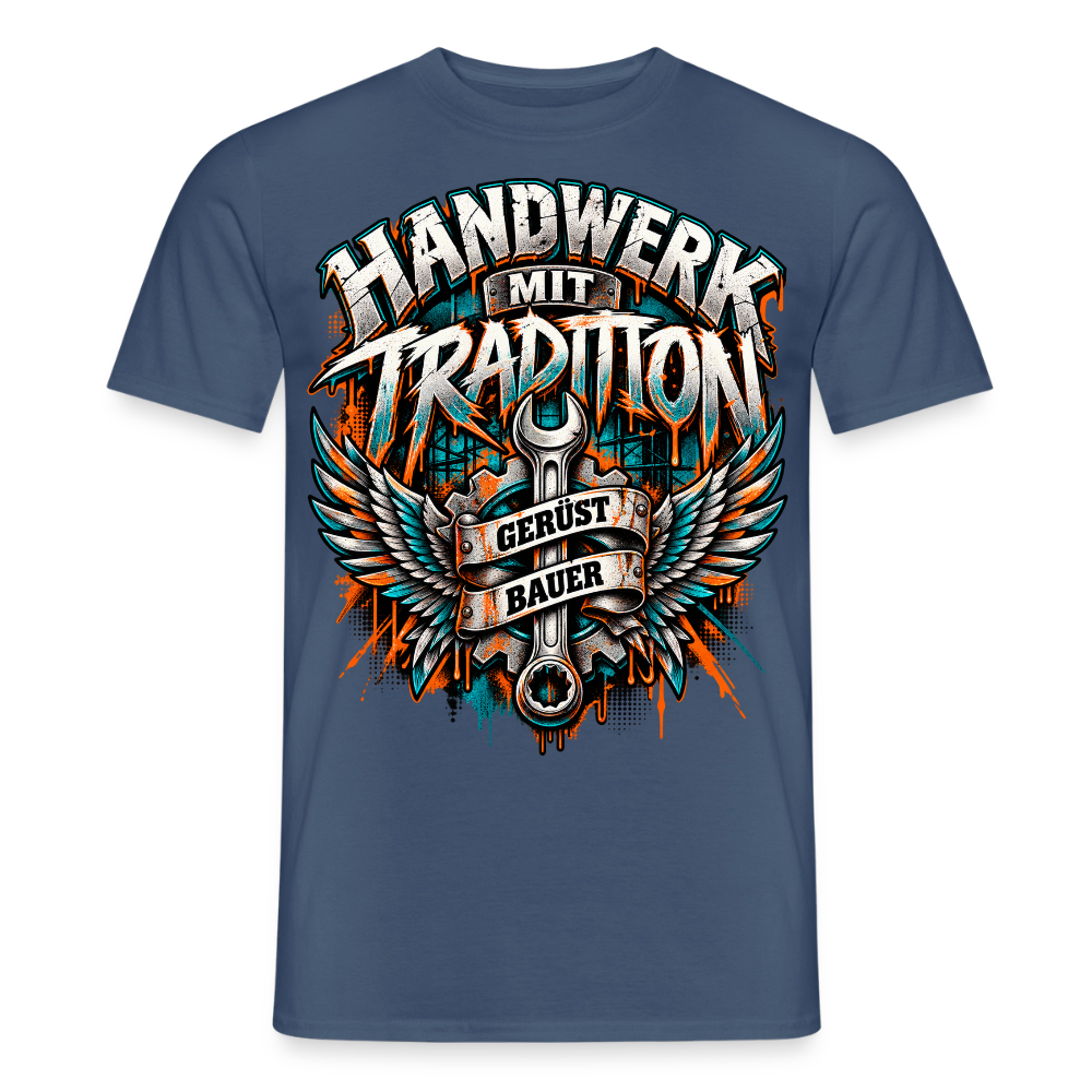 Gerüstbauer Handwerk mit Tradition - Männer T-Shirt - Dunkles Denimblau