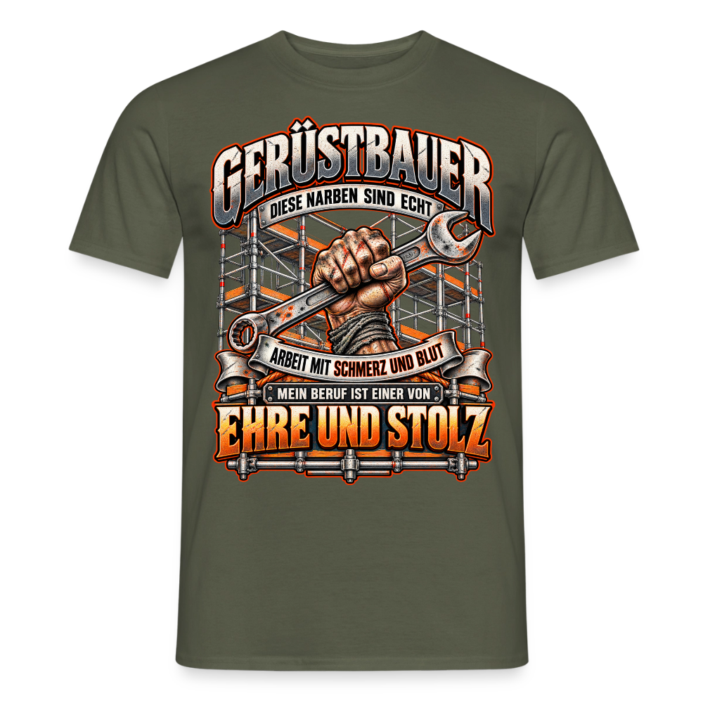 Gerüstbauer diese Narben sind echt - Männer T-Shirt - Militärgrün