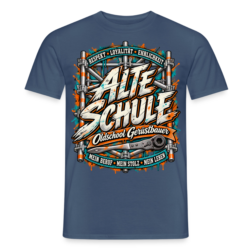 Gerüstbauer Alte Schule - Männer T-Shirt - Dunkles Denimblau