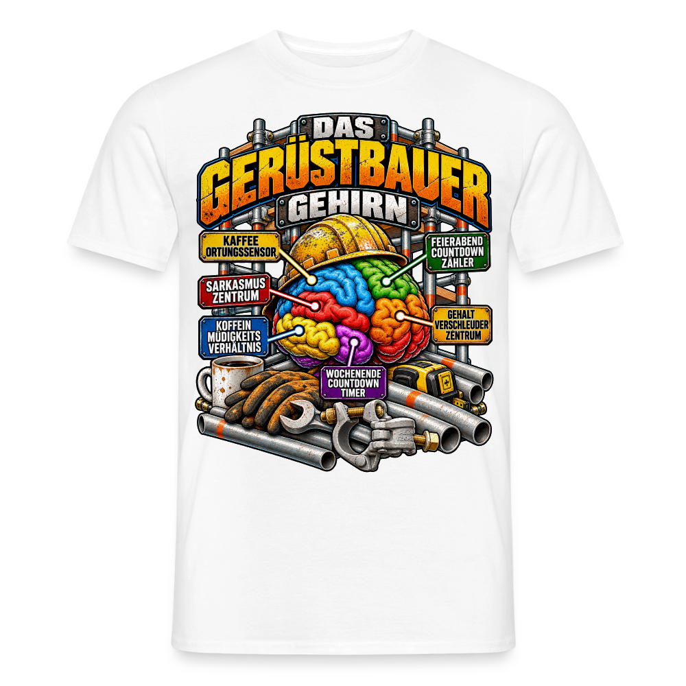 Das Gerüstbauer Gehirn - Männer T-Shirt - Weiß