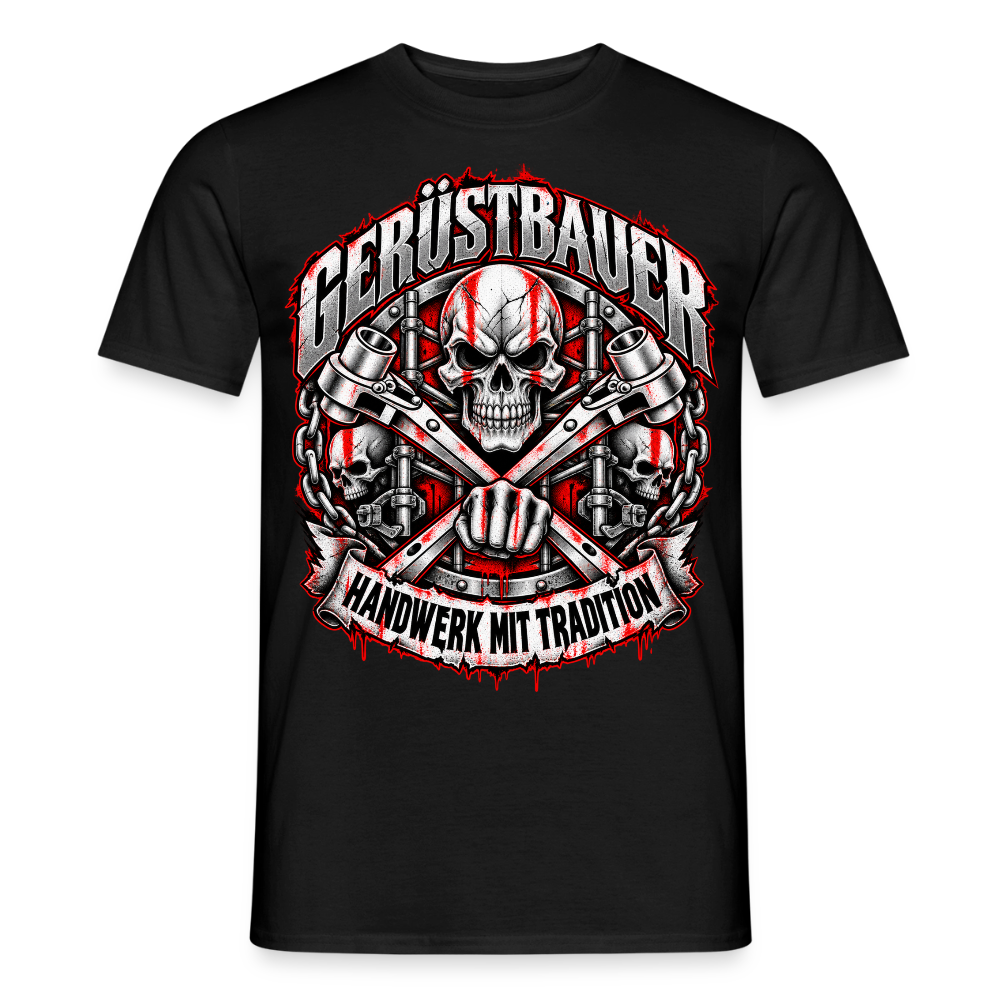 Gerüstbauer Schädel Ratsche - Männer T-Shirt - Schwarz
