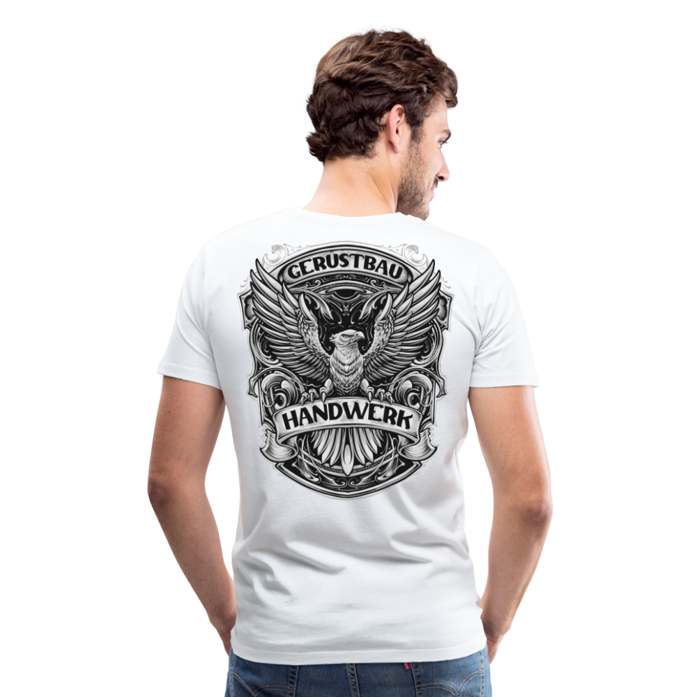 Gerüstbau Handwerk Premium T-Shirt Rückendruck - weiß