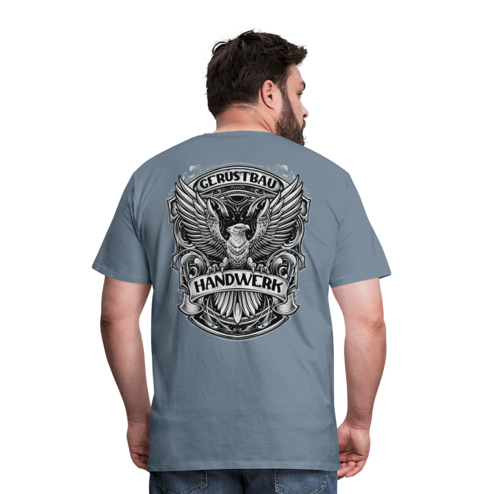 Gerüstbau Handwerk Premium T-Shirt Rückendruck - Blaugrau