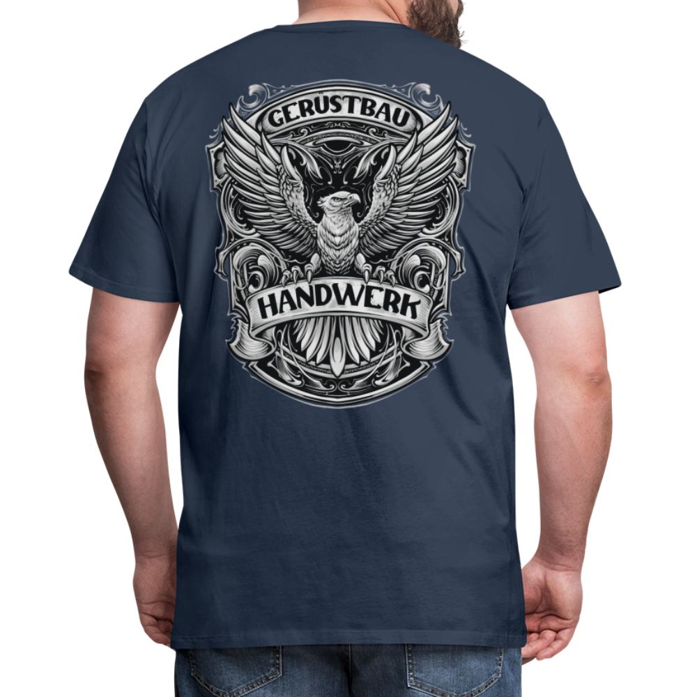 Gerüstbau Handwerk Premium T-Shirt Rückendruck - Navy