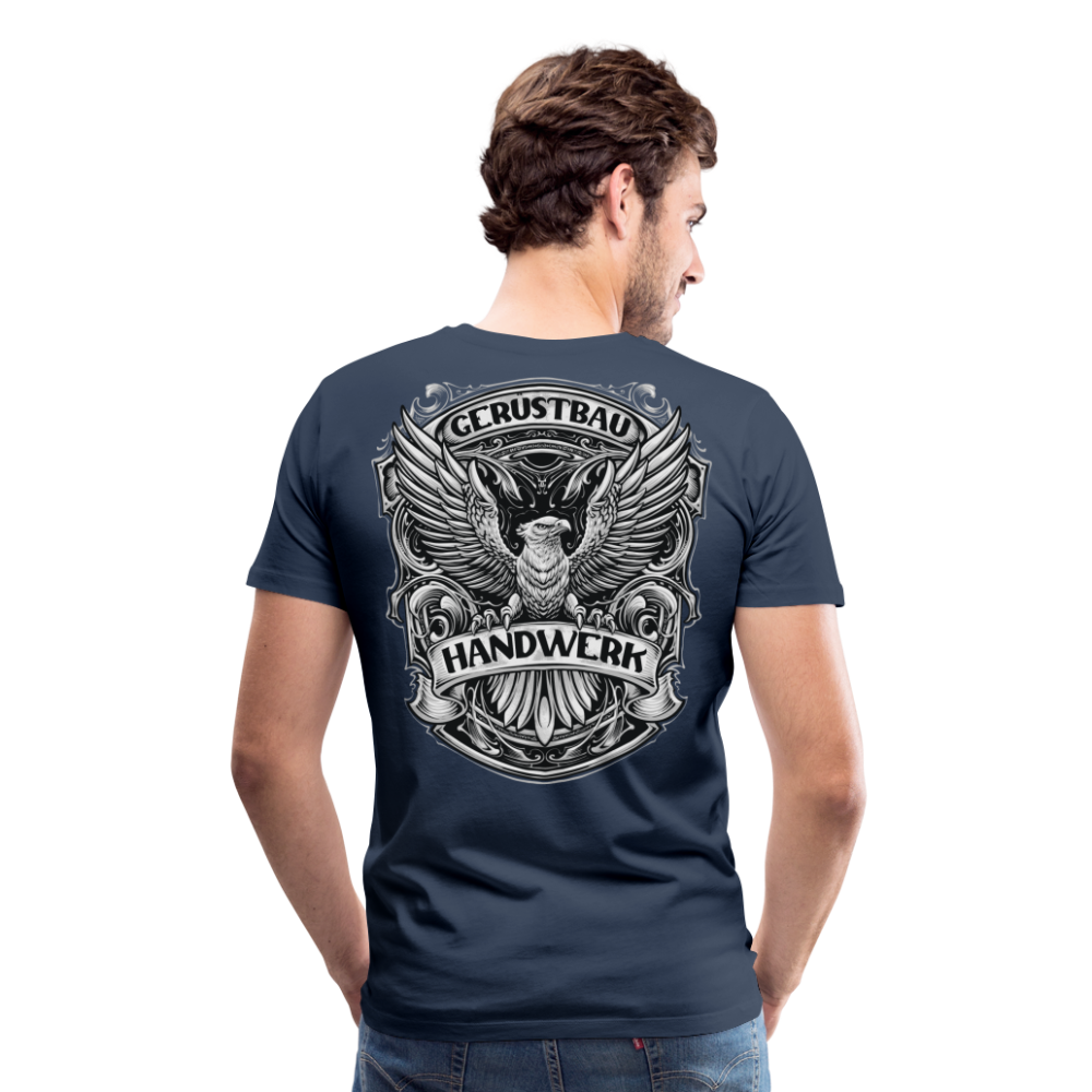 Gerüstbau Handwerk Premium T-Shirt Rückendruck - Navy