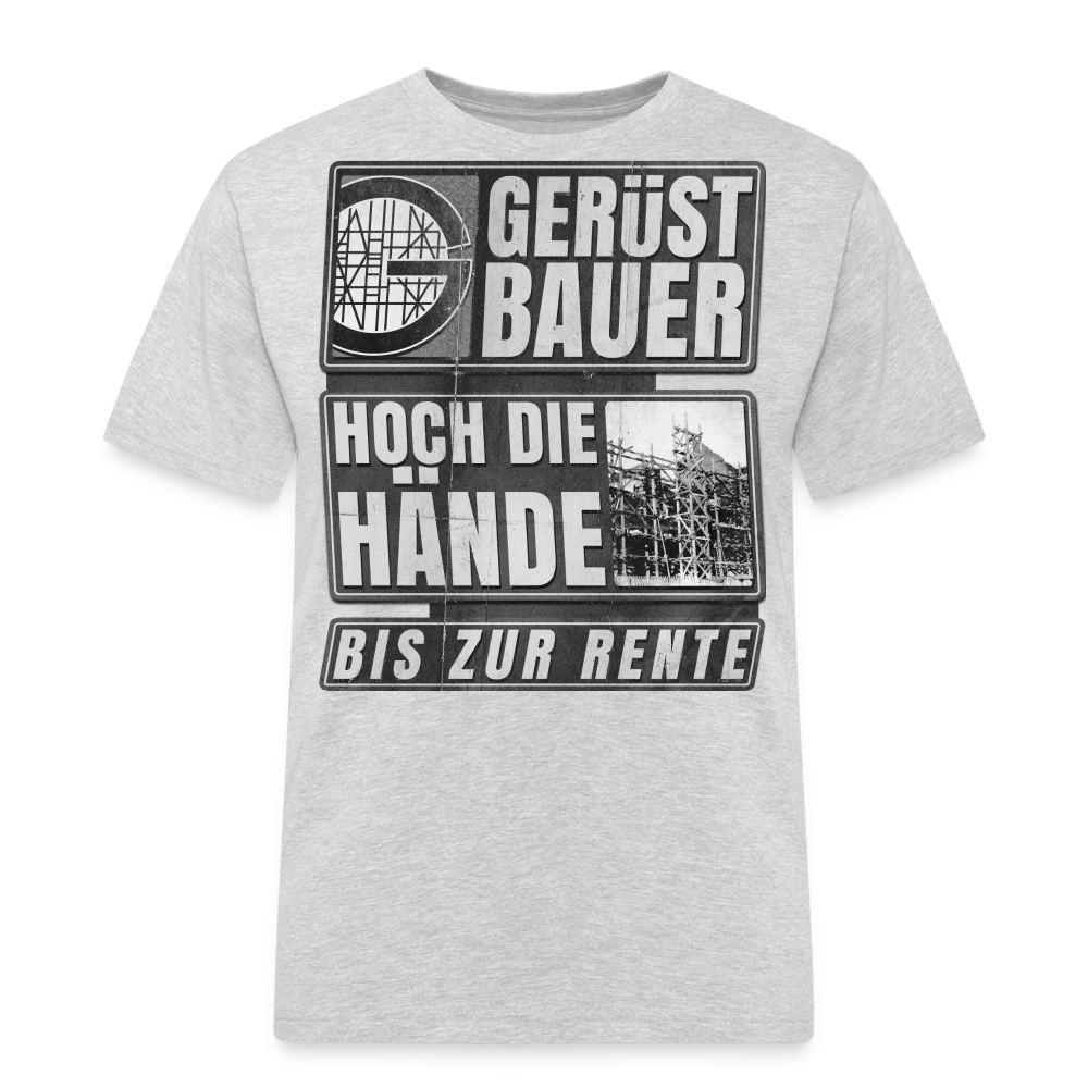 Hoch die Hände Gerüstbauer T-Shirt - Grau meliert