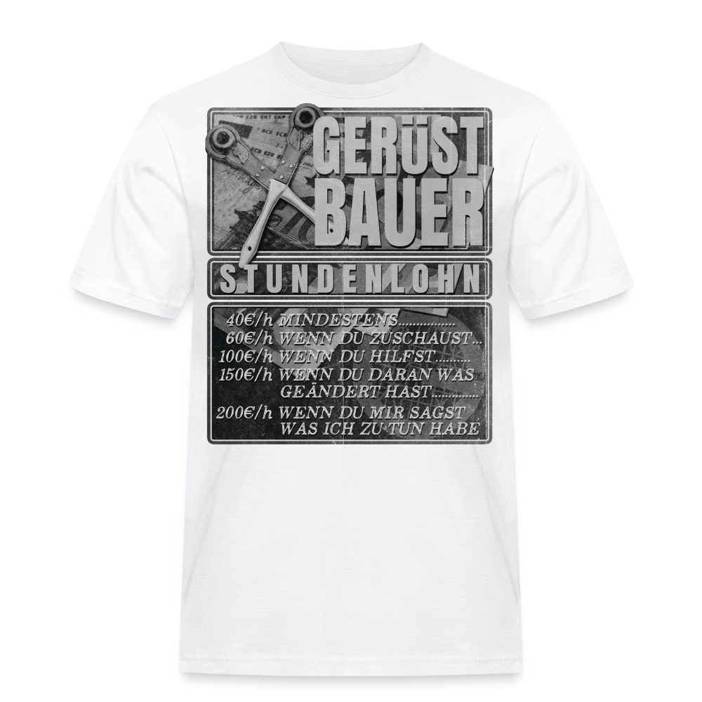 Stundenlohn Gerüstbauer T-Shirt Black/White - weiß