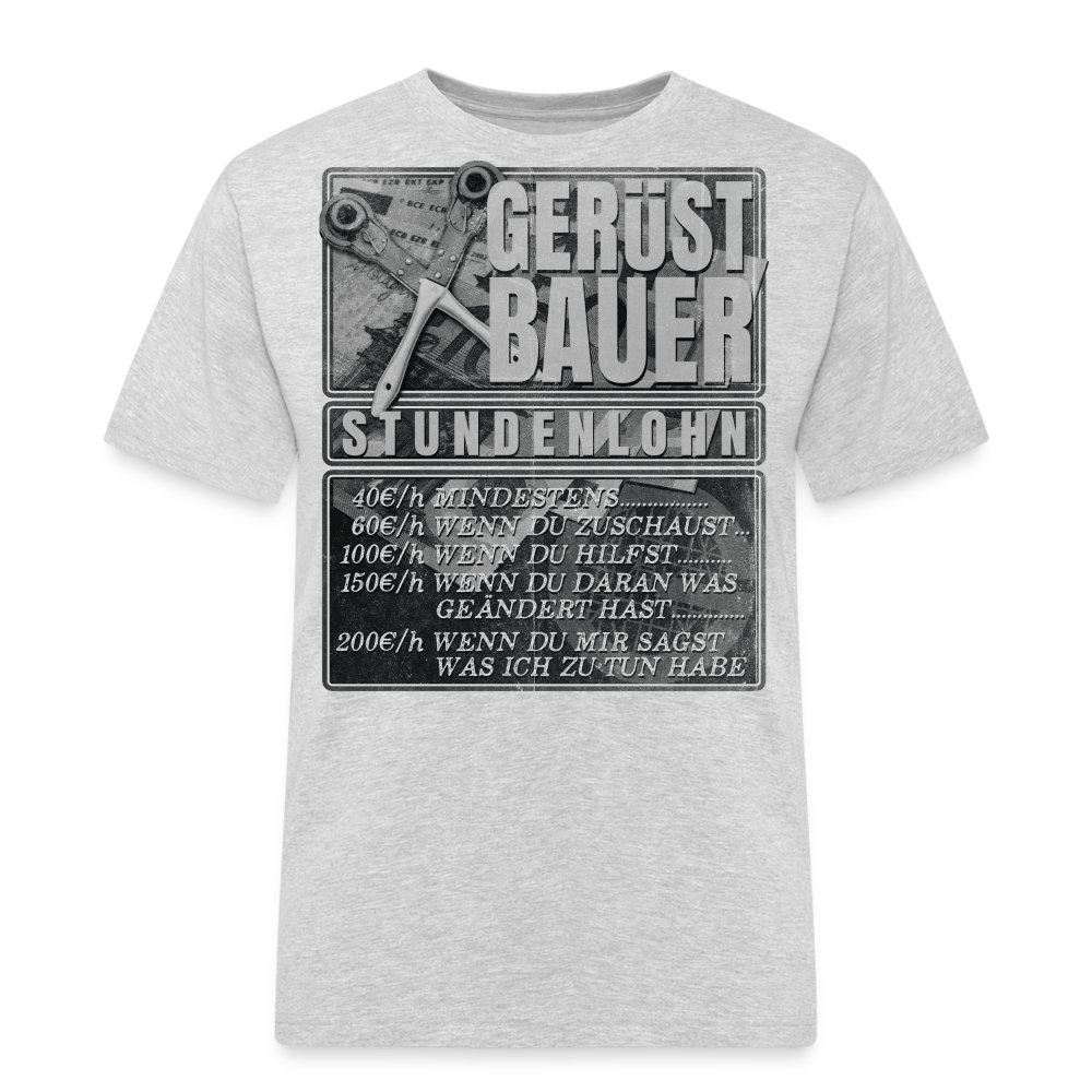 Stundenlohn Gerüstbauer T-Shirt Black/White - Grau meliert