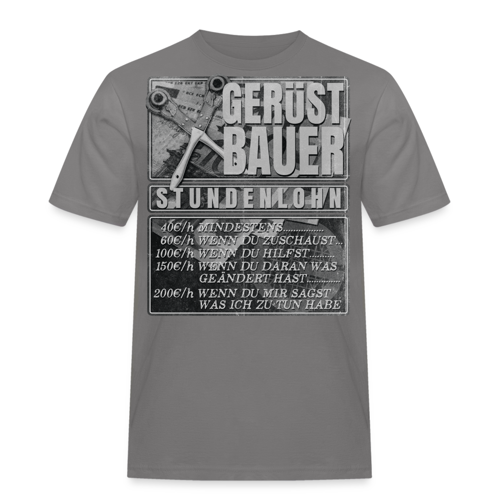 Stundenlohn Gerüstbauer T-Shirt Black/White - Grau