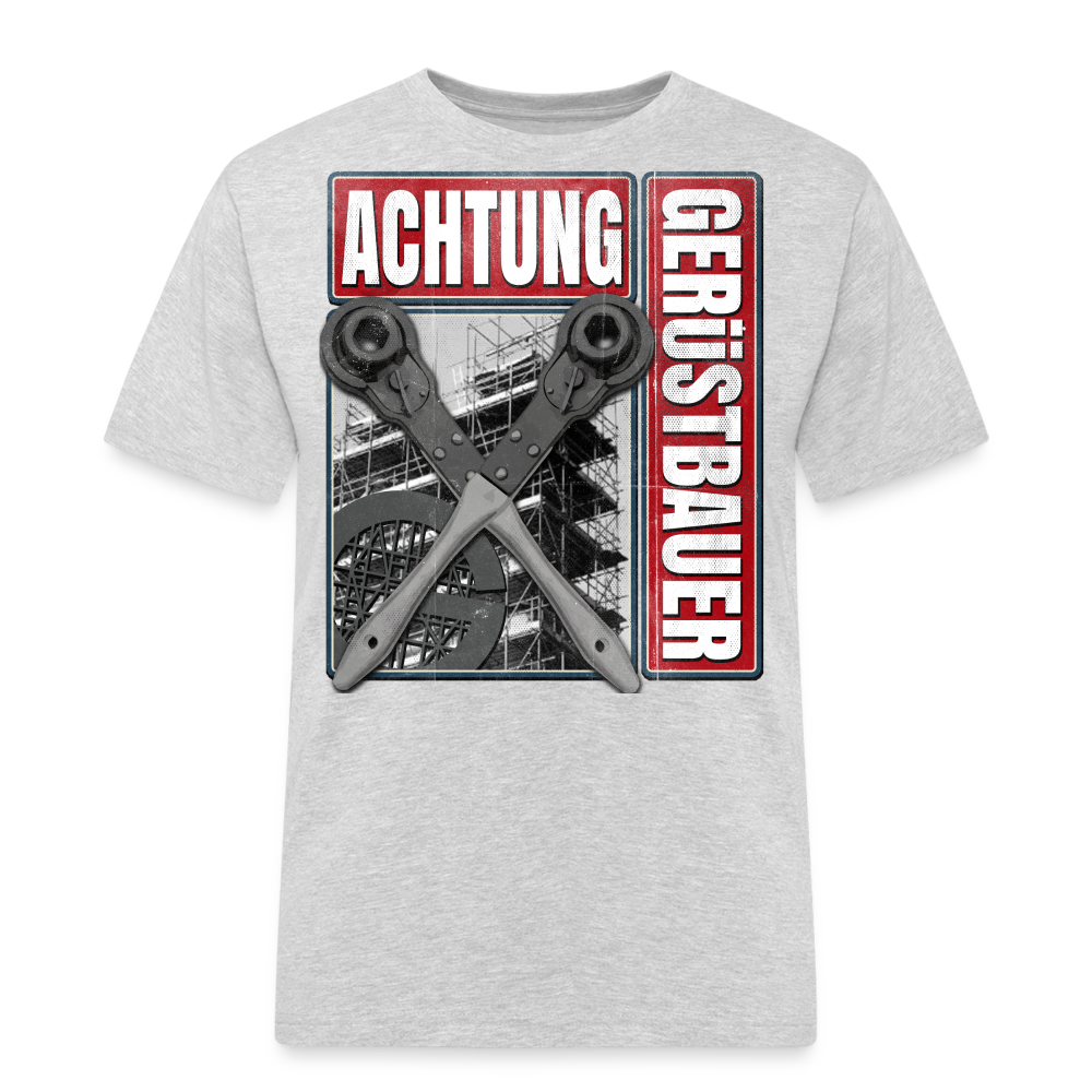 Achtung Gerüstbauer T-Shirt - Grau meliert