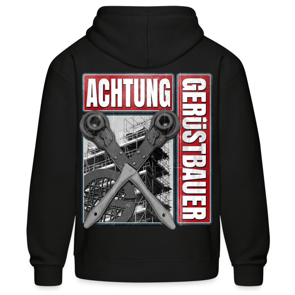 Achtung Gerüstbauer Fullprint Hoodie - Schwarz