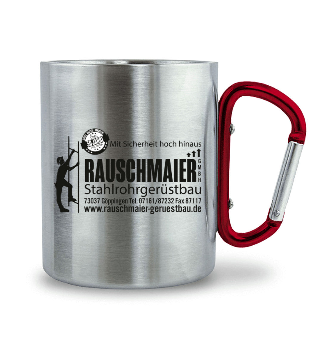 Gerüstbau Rauschmaier - Edelstahltasse mit Karabinergriff €19.95 Gerüstbauer - Shop >>