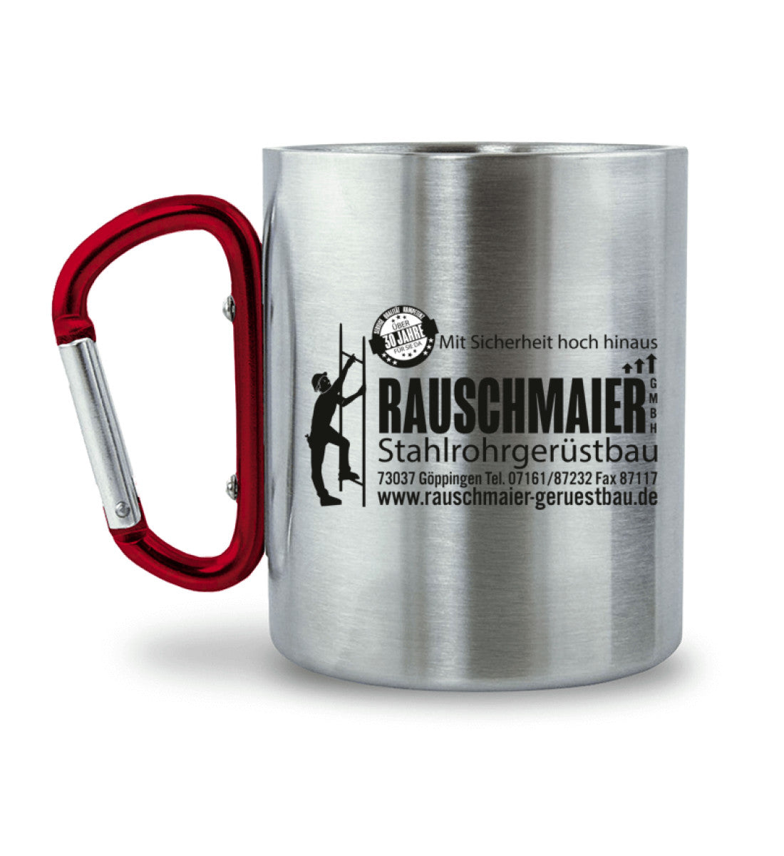 Gerüstbau Rauschmaier - Edelstahltasse mit Karabinergriff €19.95 Gerüstbauer - Shop >>