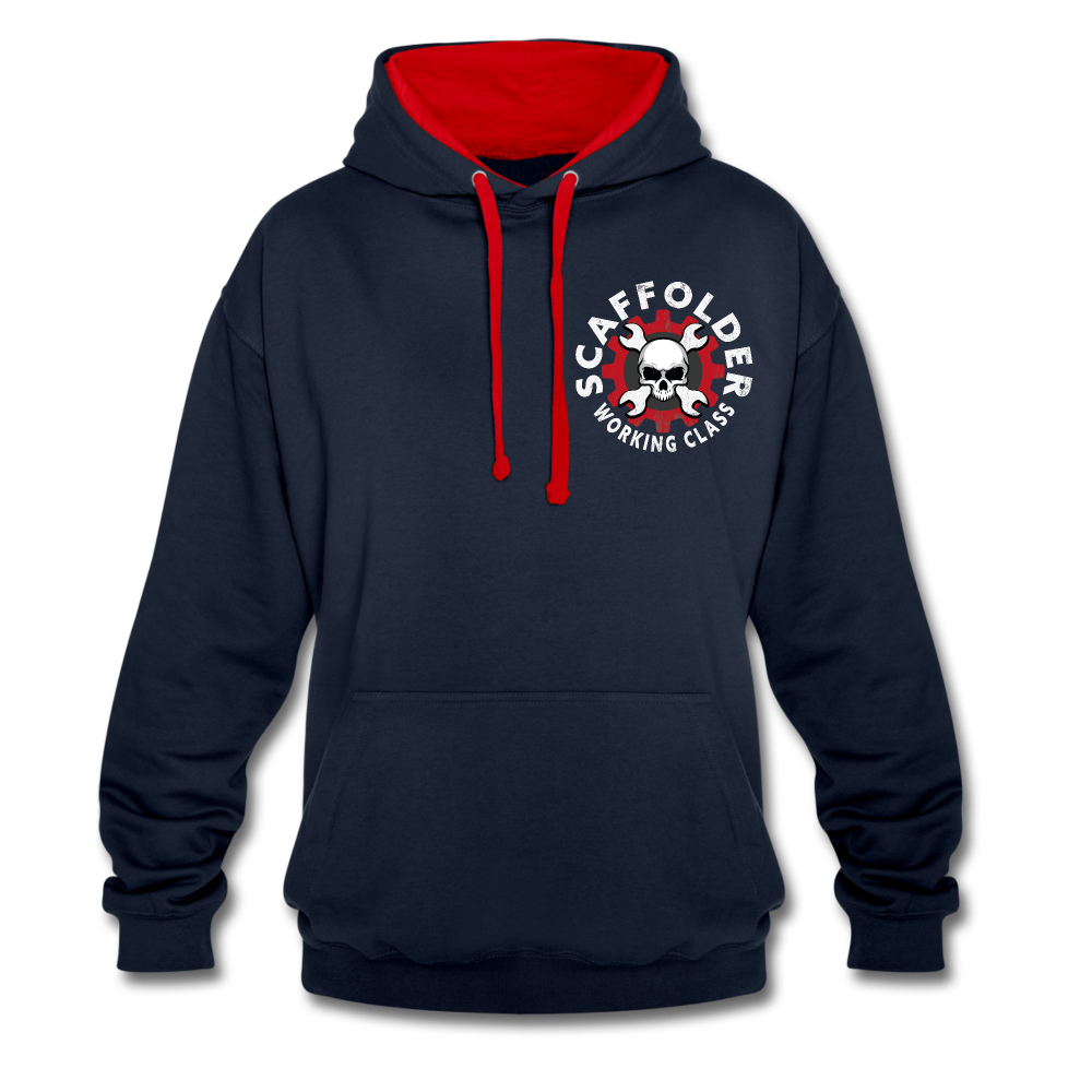 Kontrast-Hoodie - Navy/Rot