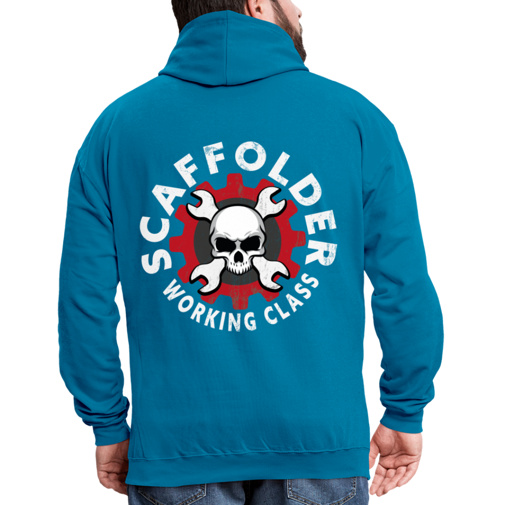 Kontrast-Hoodie - Pfauenblau/Grau meliert