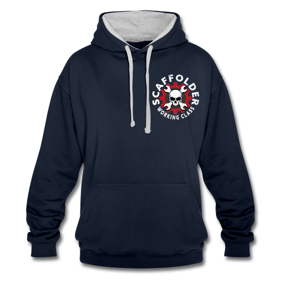 Kontrast-Hoodie - Navy/Grau meliert