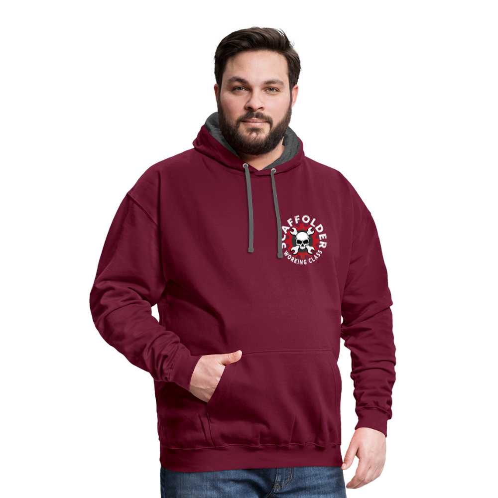 Kontrast-Hoodie - Weinrot/Anthrazit