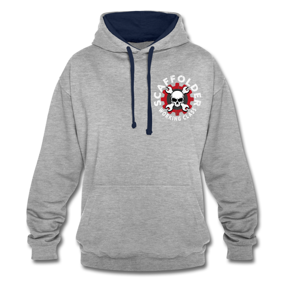 Kontrast-Hoodie - Grau meliert/Navy