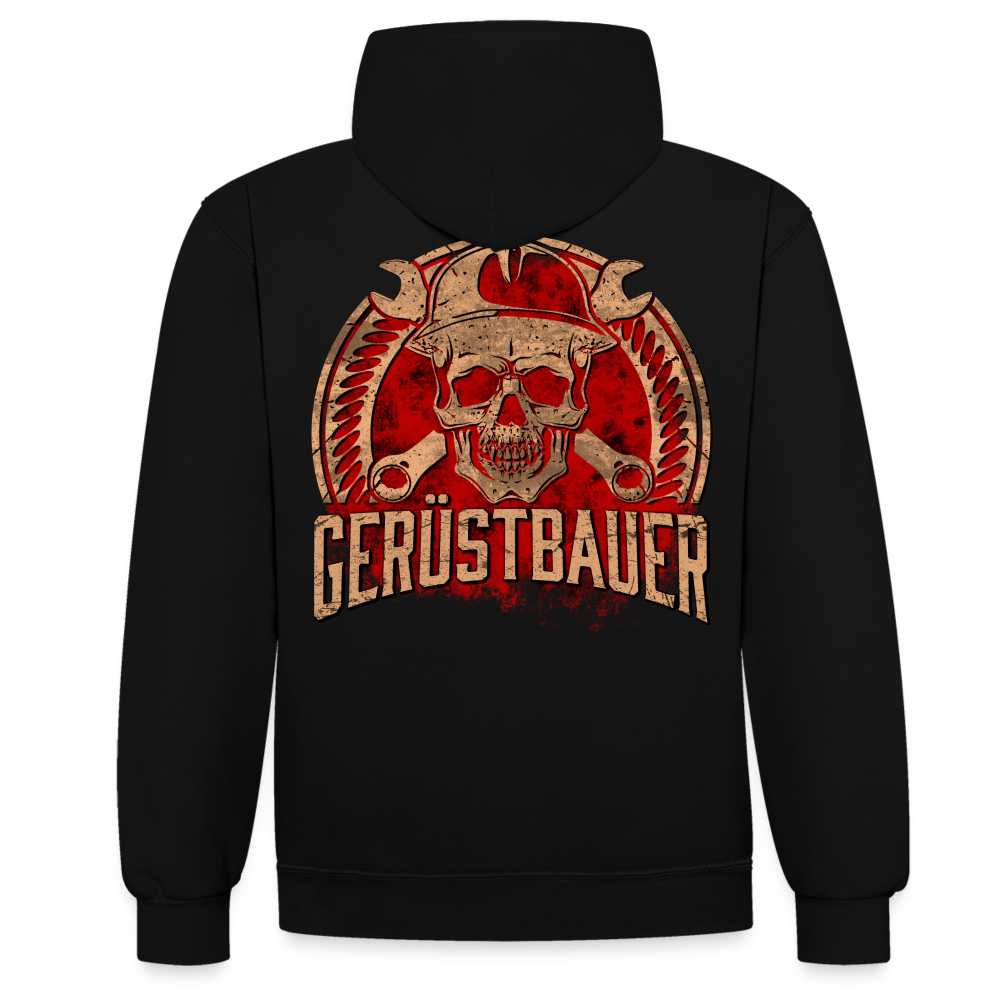 Gerüstbauer Skull - Kontrast Hoodie - Schwarz/Rot