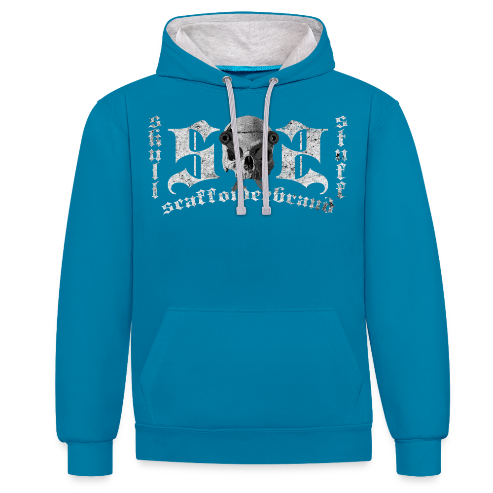Gerüstbauer - Kontrast Hoodie - Pfauenblau/Grau meliert