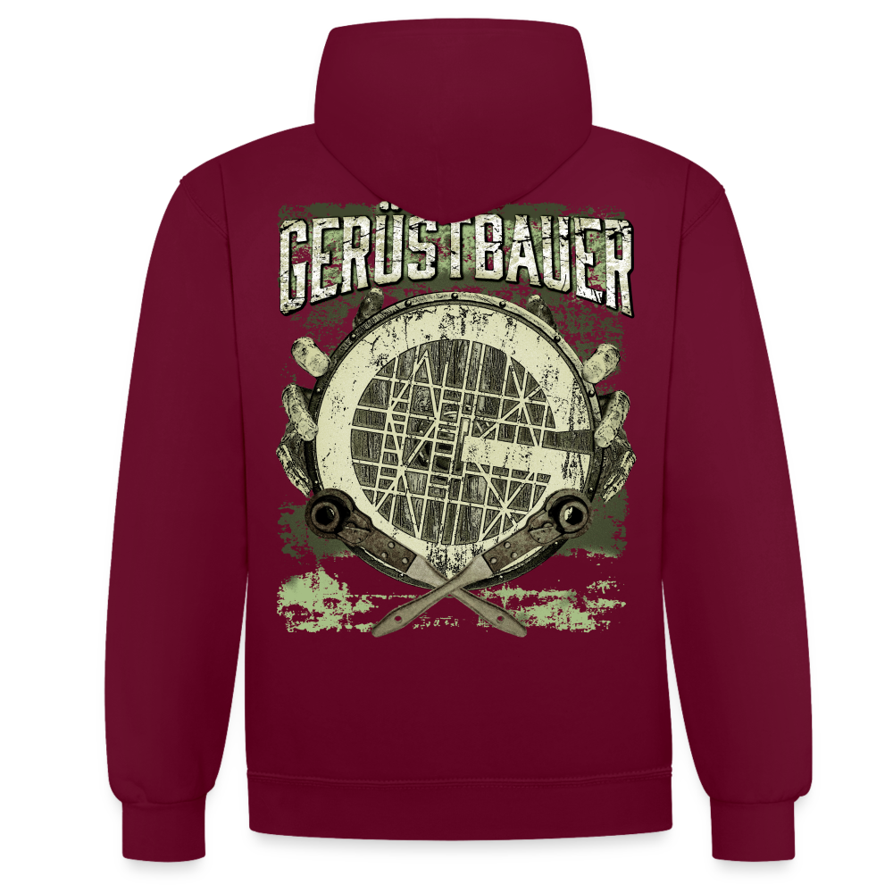 Gerüstbauer - Kontrast Hoodie - Weinrot/Anthrazit