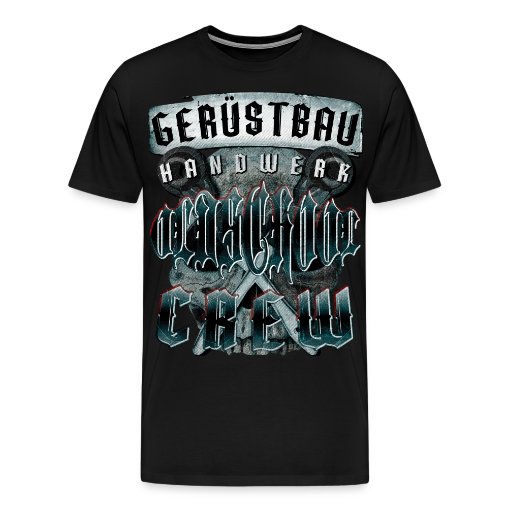 Gerüstbau Handwerk Oldschool Crew - Premium T-Shirt - Schwarz